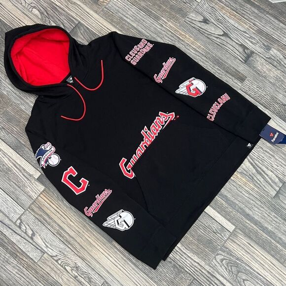 🔥⚾️ NWT CLEVELAND GUARDIANS MLB Hoodie Sweatshirt Black/Red Size Lg - Brand NEW - Picture 3 of 13